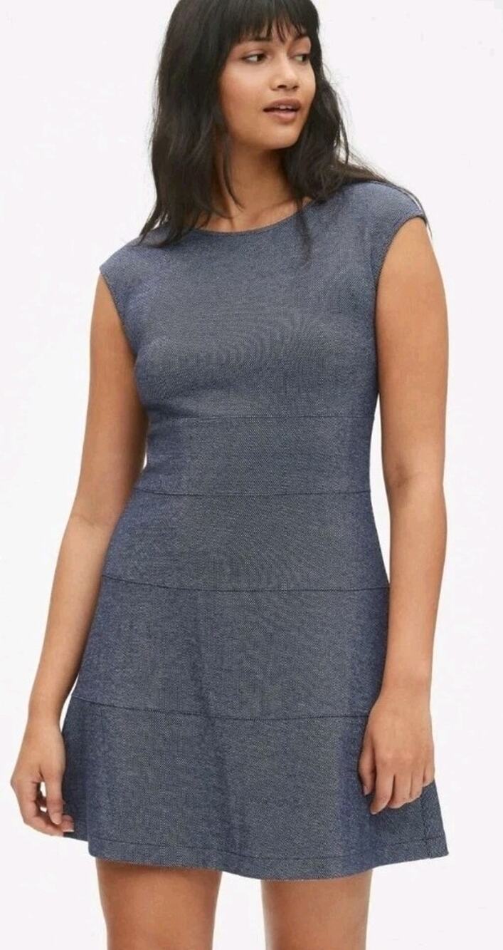 GAP Blue Sheath Dress Womens Sz 16 Tall Ponte Knit Navy Uniform Back Zip Career